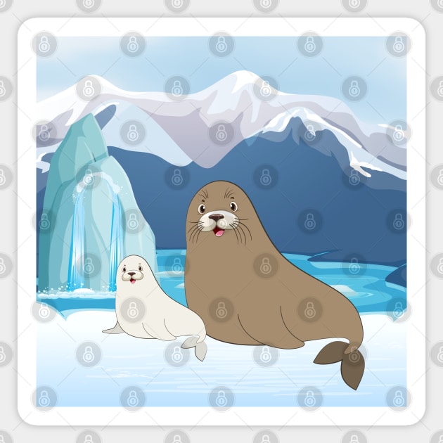 Landscape With Seal In Ice Sticker by IstoriaDesign